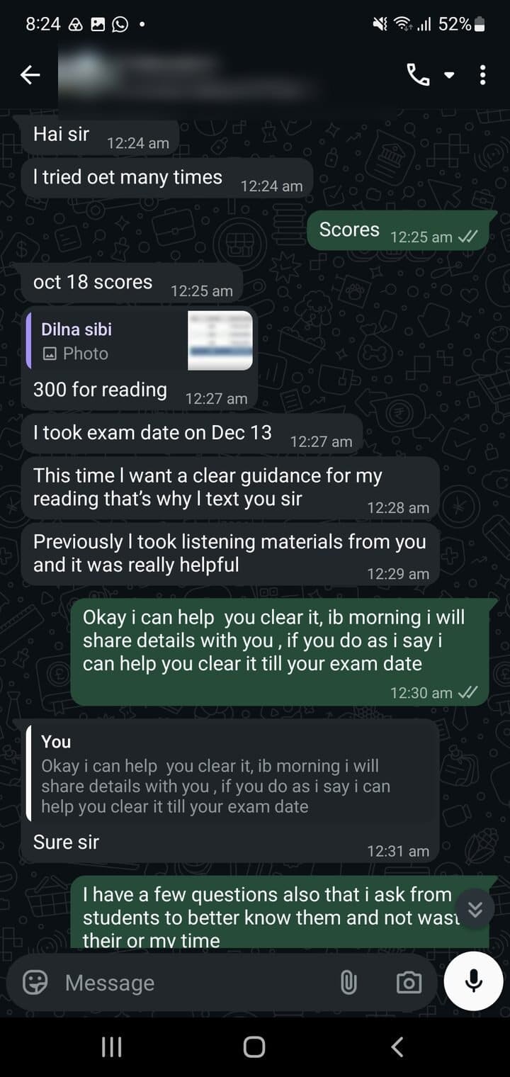 Story 07, before: the student's first message asking for help
